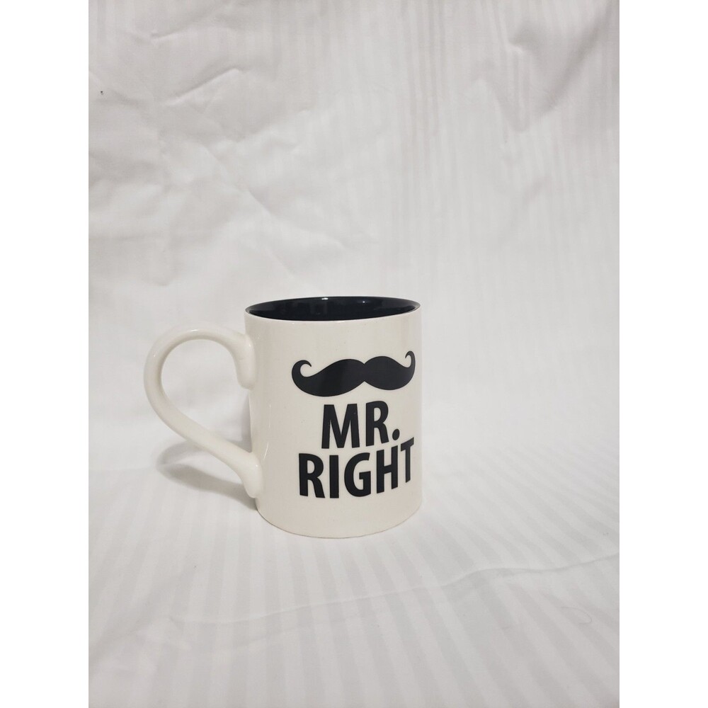 Mr Right Coffee Cup Mug With Mustache “Our Name Is Mud” Lorrie Veasey - B60